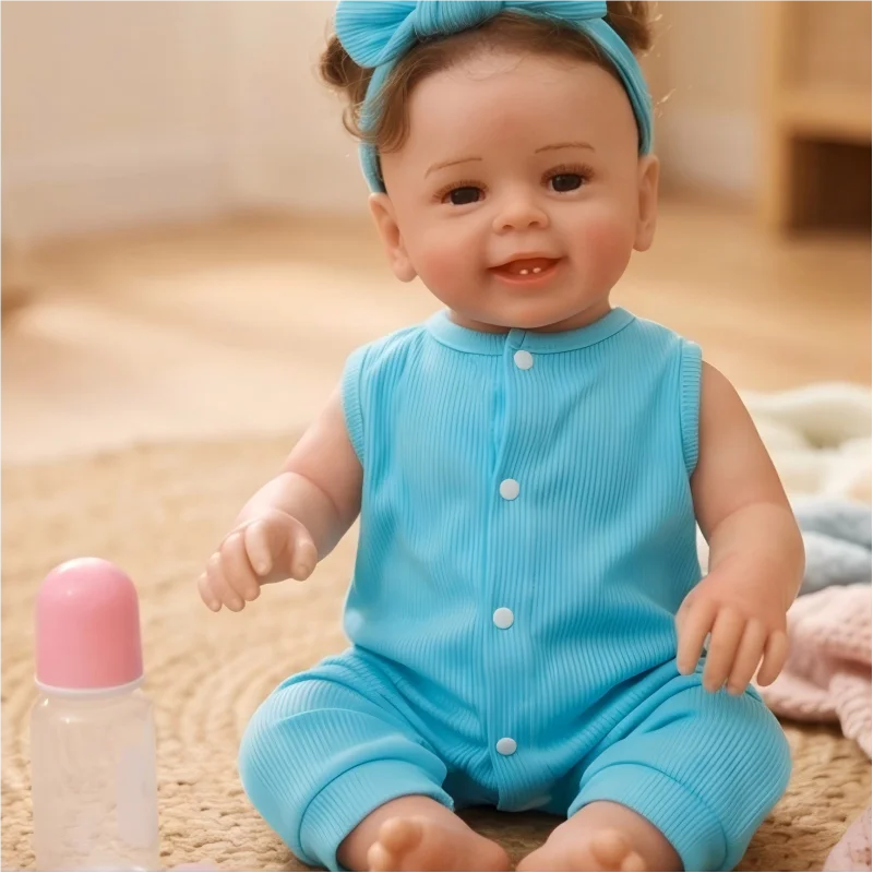 Poupées Reborn Réalistes de 22 Pouces, Poupée Fille Nouveau-né avec Veines Réalistes, Corps en Vinyle Fait Main avec Tissu Lesté, Ensemble Cadeau Peint à la Main, Jouet Mignon pour Enfants
