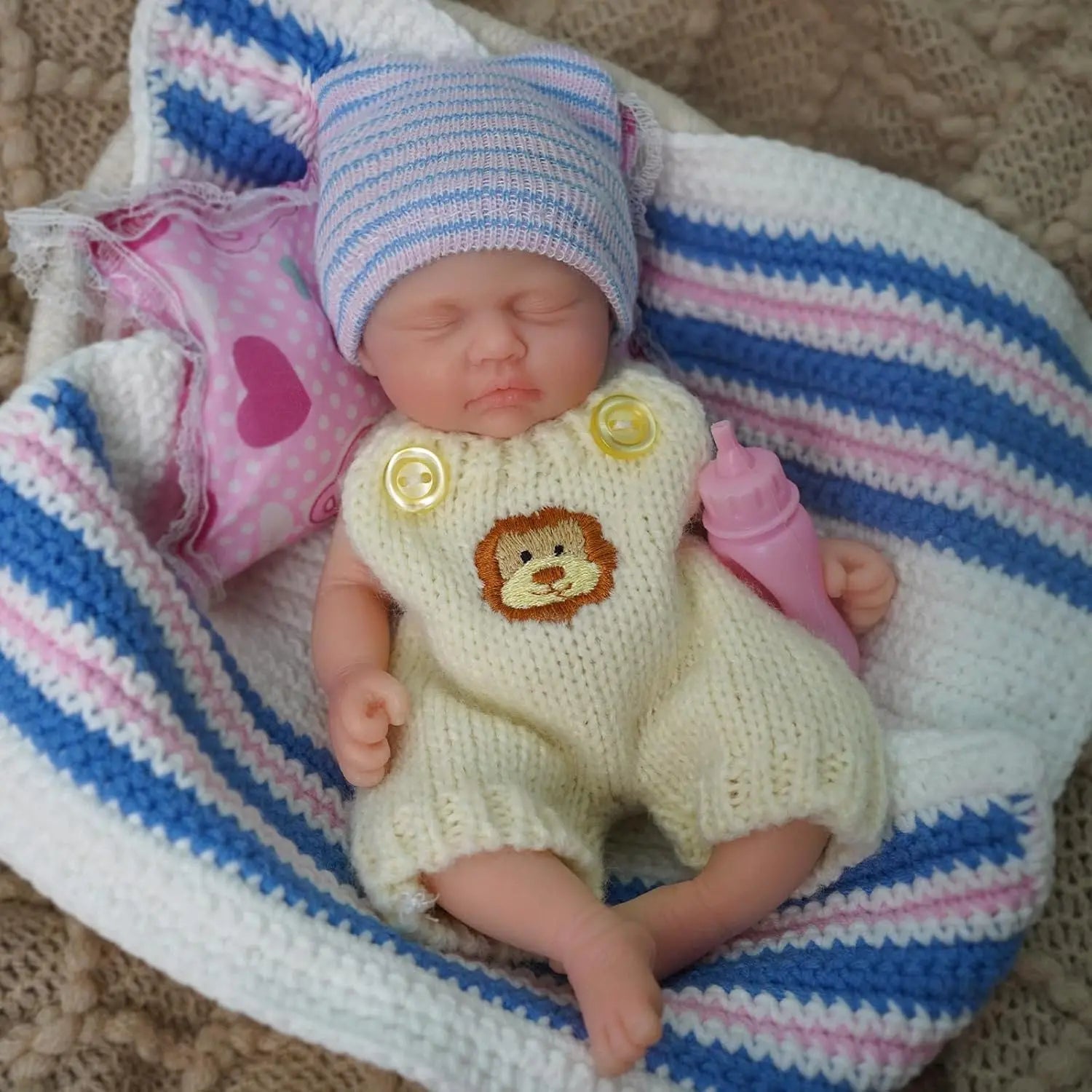 Mini poupée bébé Reborn en Silicone, corps complet de 7 pouces, fille endormie Miniature, nouveau-né, avec accessoires de jouets d'alimentation