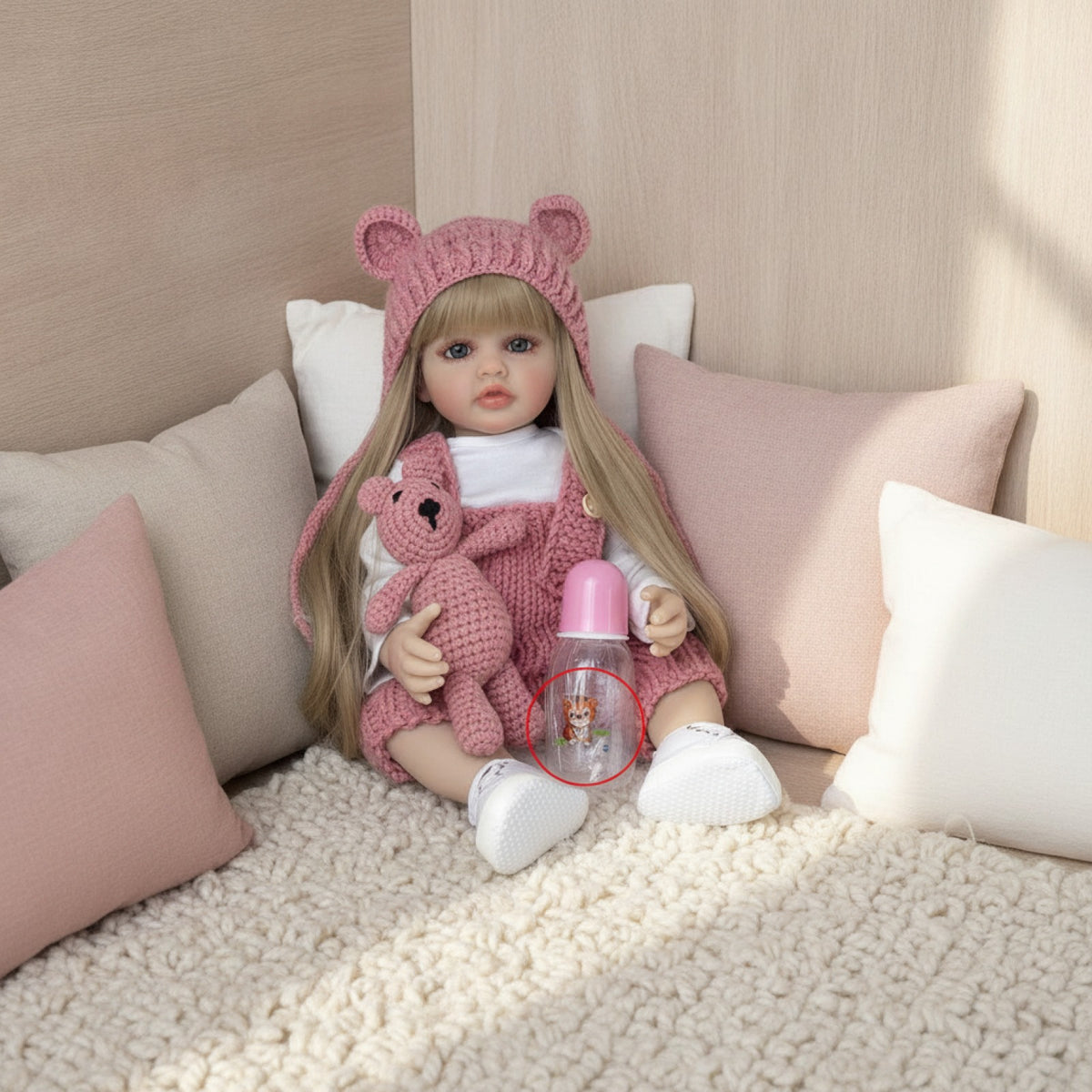 BZDOLL-Bébé Fille aux Cheveux Longs et Bruns en Silicone Souple, 55cm, 22 Pouces, Réaliste, Princesse, Cadeau d'Anniversaire