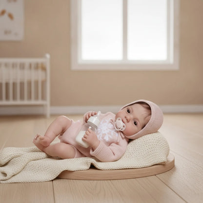 BZDOLL – poupée bébé réaliste faite à la main, 45 CM, corps en tissu peint en 3D, avec biberon et sucette, cadeau d'anniversaire pour enfants