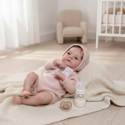 BZDOLL – poupée bébé réaliste faite à la main, 45 CM, corps en tissu peint en 3D, avec biberon et sucette, cadeau d'anniversaire pour enfants