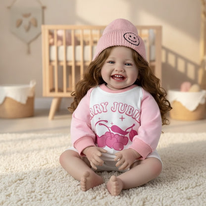 BZDOLL réaliste 60 CM 24 pouces Silicone souple Reborn souriant bébé poupée à la main habiller jouet beau cadeau de noël pour enfant