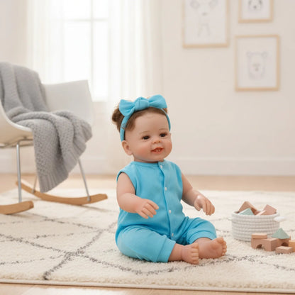 Poupées Reborn Réalistes de 22 Pouces, Poupée Fille Nouveau-né avec Veines Réalistes, Corps en Vinyle Fait Main avec Tissu Lesté, Ensemble Cadeau Peint à la Main, Jouet Mignon pour Enfants