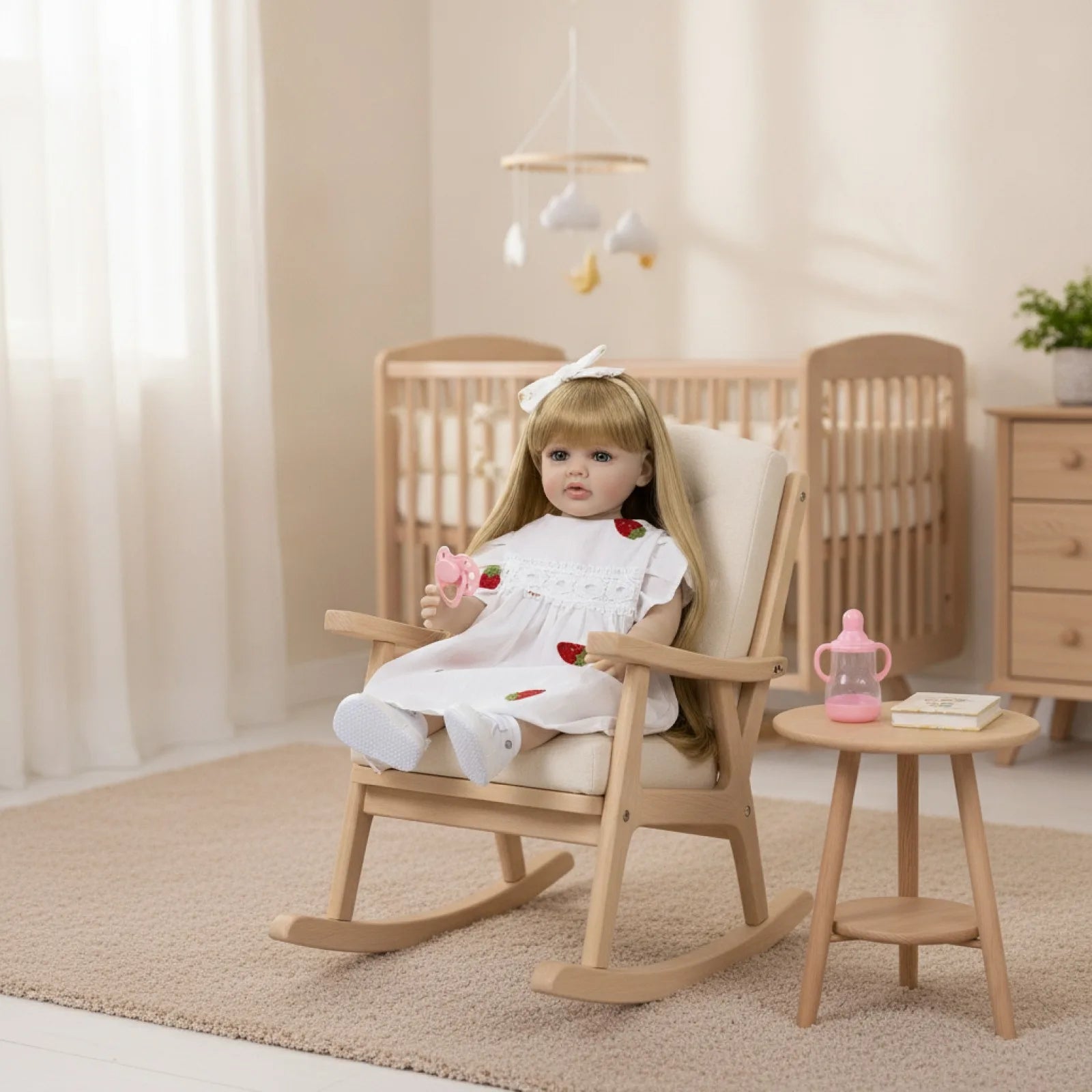 BZDOLL Poupée Reborn de 55 cm en Vinyle Intégral, Magnifique Poupée de 22 Pouces, Princesse Réaliste aux Cheveux Longs, Jouet de Collection Artistique pour Bébé