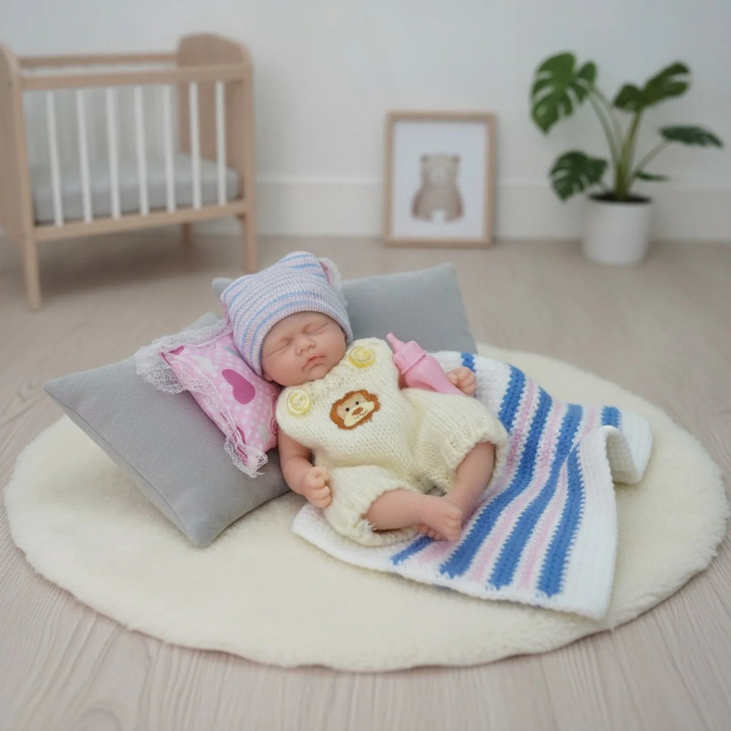Mini poupée bébé Reborn en Silicone, corps complet de 7 pouces, fille endormie Miniature, nouveau-né, avec accessoires de jouets d'alimentation